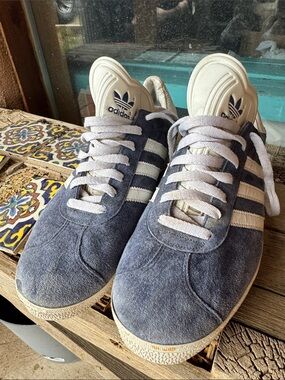 adidas Men’s Gazelle Suede Sneakers in Navy Blue and White